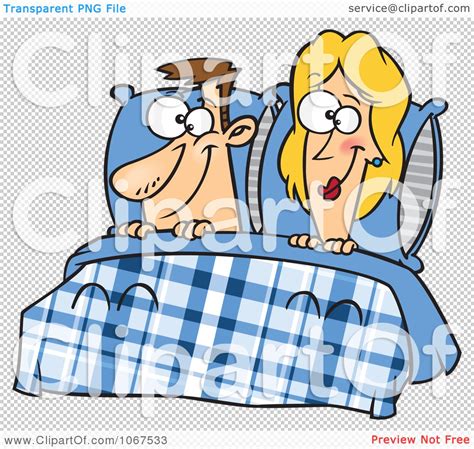 clipart happy couple in bed royalty free vector illustration by