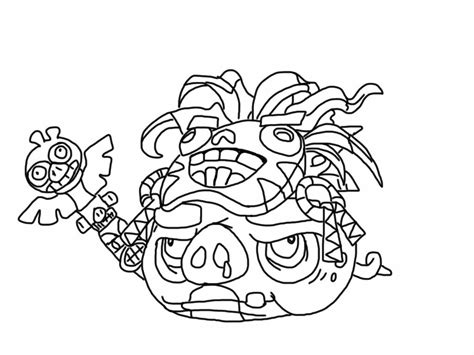 angry birds epic witch doctor pig coloring page