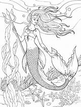 Mermaid Coloring Pages Mermaids Cute Sheets Book Adult Beautiful Printable Detailed Color Printables Colouring Realistic Adults Sea Books Dover Publications sketch template