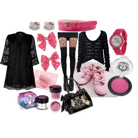 pink  black  kitty inspired outfit  kitty clothes