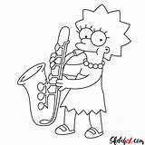 Lisa Saxophone Draw Simpson Simpsons Drawing Playing Step Drawings Cartoons Paintingvalley sketch template