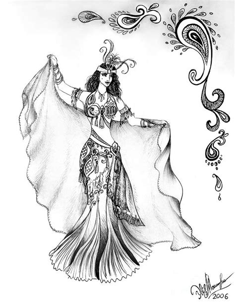 belly dancer drawing pencil sketch colorful realistic art images