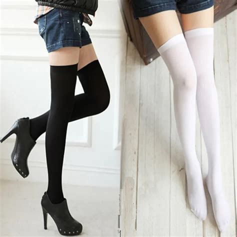 women s long cotton stockings 7 solid colors fashion sexy warm thigh
