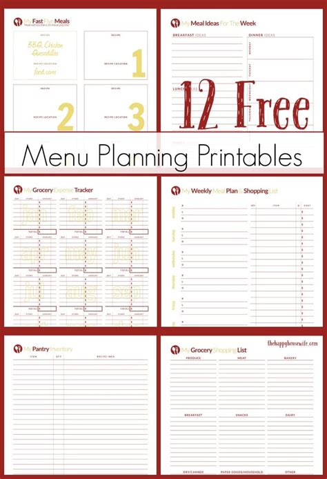 printables  meal planning  happy housewife cooking