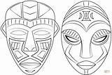 Coloring African Masks Pages Drawing Printable Paper Crafts sketch template