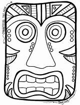 Tiki Coloring Face Faces Sheet Totem Template Mask Pages Printable Teacherspayteachers Man Pole Sheets Bin Luau Poles Crafts Party sketch template