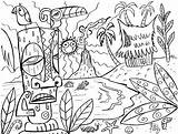 Coloring Hawaii Pages Tiki Adult Color Drawing Island Tony Book Adults Complicated sketch template