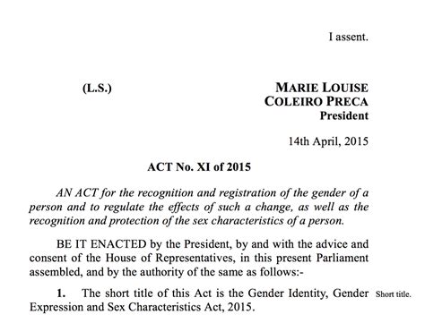 Gender Identity Gender Expression And Sex Characteristics Act Malta