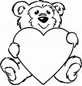 Coloring Bear Teddy Heart Cute Valentine Giant Valentines Kids Color sketch template