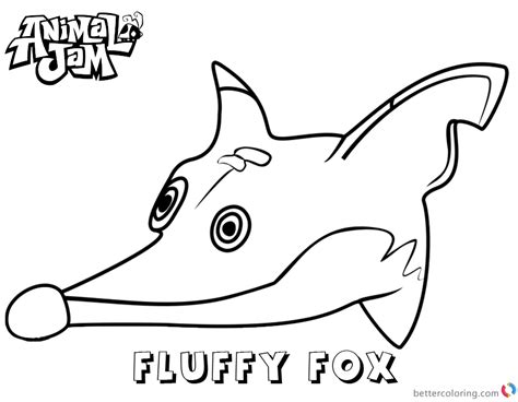 animal jam coloring pages fluffy fox head  printable coloring pages