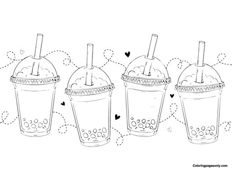 cat holding boba tea coloring pages boba tea coloring pages
