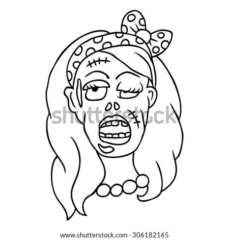 zombie girl  art hand drawn stock vector royalty