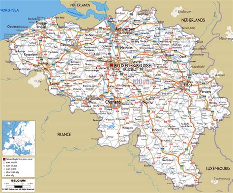 gran hoja de ruta de belgica  las ciudades  aeropuertos belgica europa mapas del mundo