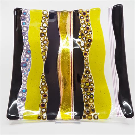 Glass Fused Platter I Golden Rays I By Sharon Korek