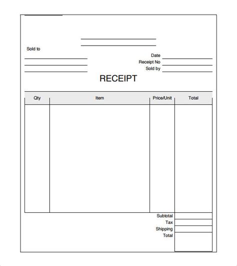 printable simple cash receipt template printable templates
