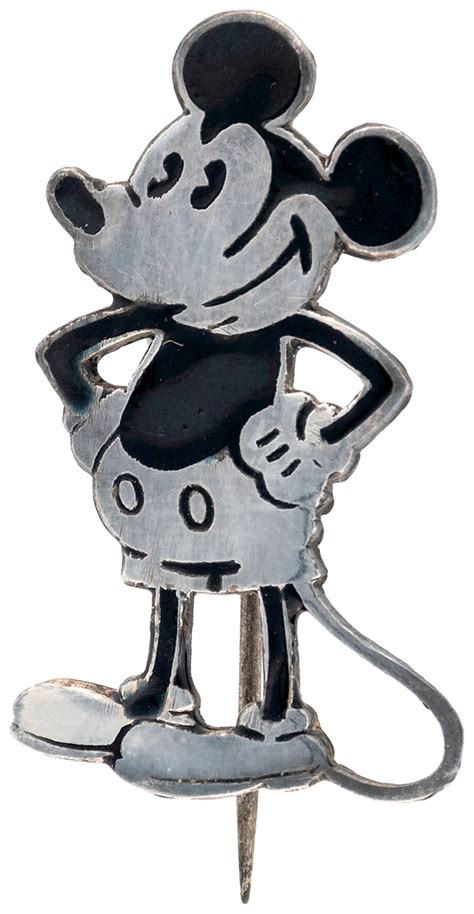 hakes mickey mouse sterling silver enamel pin  silversmith charles horner