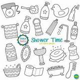 Doodle Hand Coloring Bathroom Drawing Toiletries Cleaning sketch template