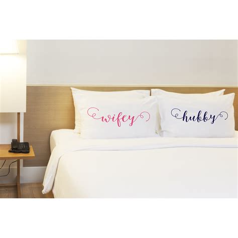 One Bella Casa Better Together 2 Piece Wifey Hubby Pillow Case Set