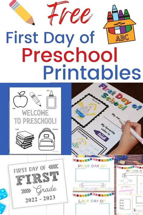 day  preschool printables  shown  pictures  text