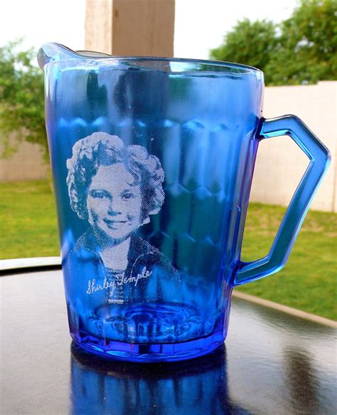 Vintage Shirley Temple Cobalt Blue Glass Small Pitcher