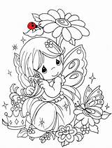 Coloring Pages Fairy Flowers Color Printable Fairies Moments Precious Cute Kids Colouring Butterfly Butterflies Adult Stamps Digi Book Flower Print sketch template
