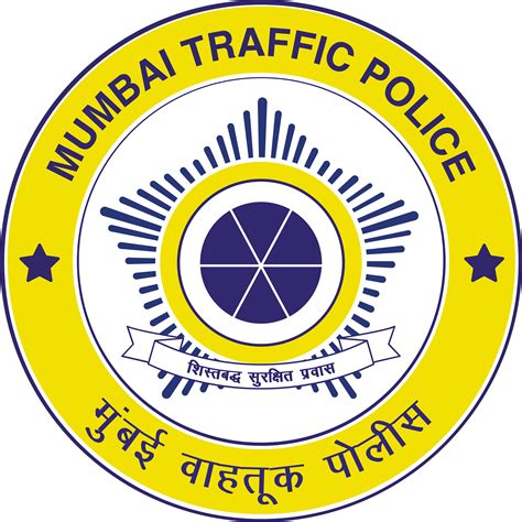 mumbai traffic police logo  shown  red white  blue  stars