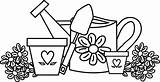 Coloring Pages Watering Garden Pot Flower Color sketch template