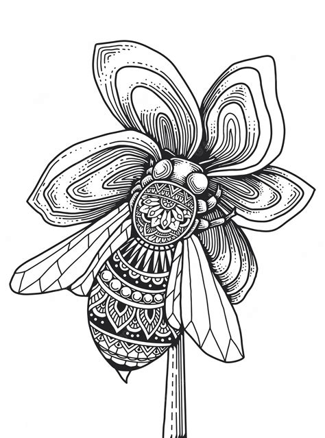 premium vector bee mandala coloring page  shirt print