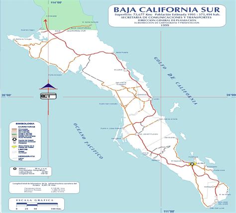 baja california sur mexico road map mapsofnet