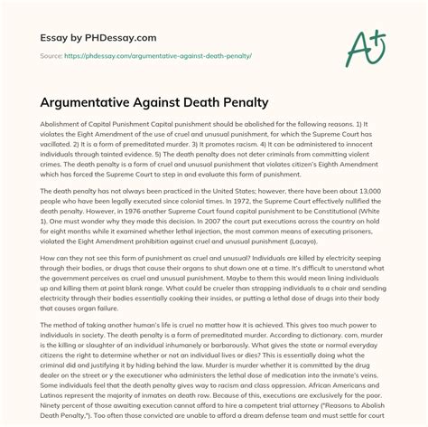 argumentative  death penalty phdessaycom