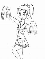 Coloring Pages Cheerleader Cheerleading Stunt Winking Eye Her Getcolorings Color sketch template