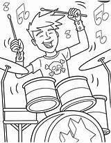 Coloring Band Pages Boy Rock Roll Drum Color Drummer Set Kids Play Hiking Drawing Showtime Drumset Drums Playing Printable Getcolorings sketch template