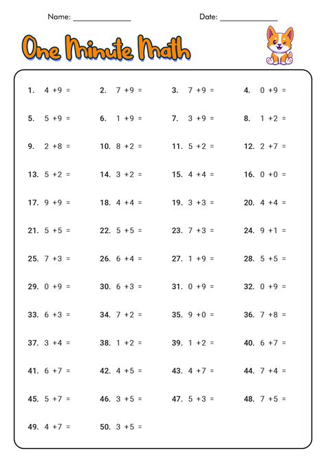 timed math drills addition  subtraction