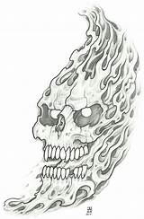 Tattoo Flaming Vikingtattoo Skulls Wicked 1104 sketch template