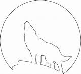 Wolf Moon Howling Silhouette Stencil Clip Wolves sketch template