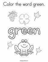 Coloring Green Color Word Pages Things Activities Colors Worksheets Preschool Printable Kids Twistynoodle Words Sheets Red Pre Print Twisty Noodle sketch template