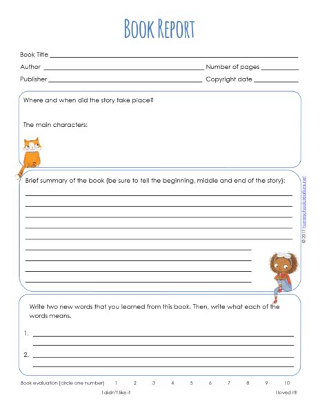 book report forms  printable