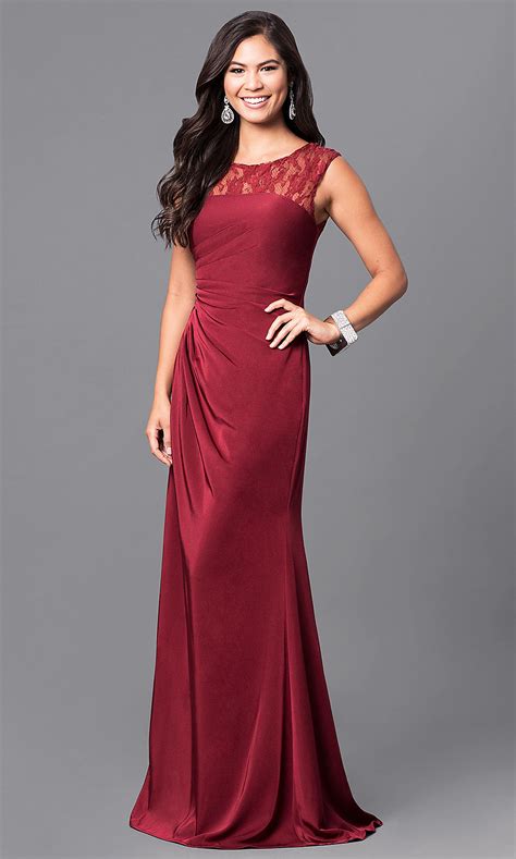 Ruched Waist Long Formal Prom Dress In Burgundy Red