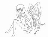Anime Coloring Pages Angel Girl Emo Cute Printable Couple Colouring Lineart Teenagers Female Print Couples Deviantart Getcolorings Drawings Color Winged sketch template