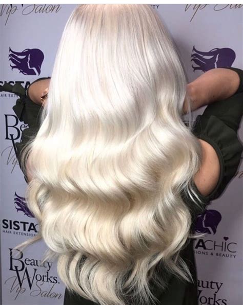 Icy White Platinum Blonde Long Old Hollywood Waves In 2020