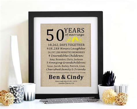personalized  anniversary gifts golden anniversary gift etsy