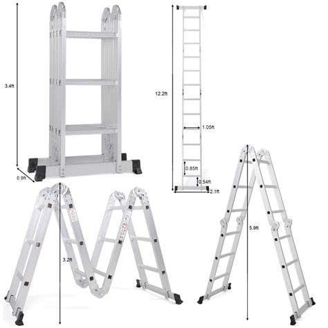goplus multi purpose aluminum folding ladder sears marketplace