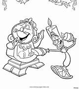 Cogsworth Lumiere Coloring4free 1151 Trainor sketch template