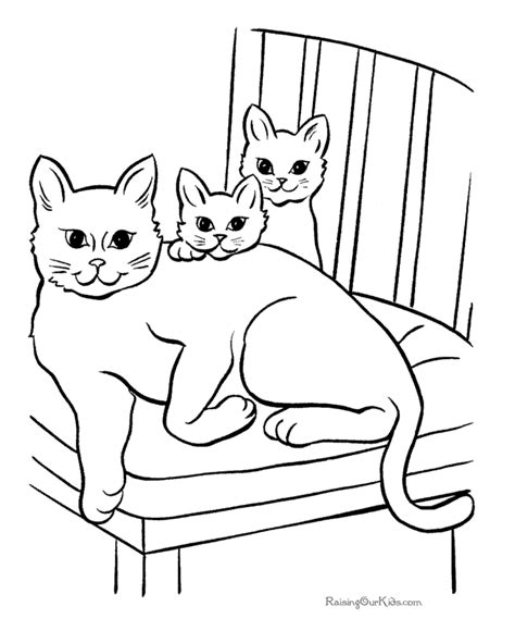 kittens  mother cat coloring page
