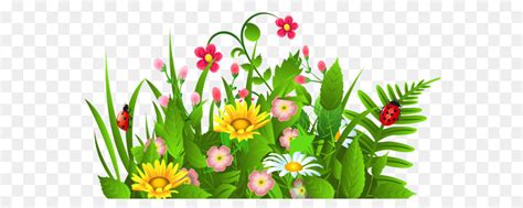 Flower Clip Art Cute Grass And Flowers Png Clipart 6287