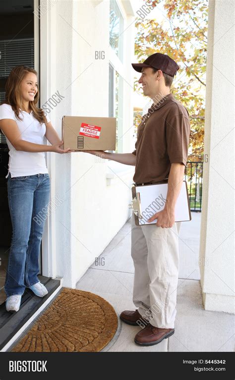 delivery man package image photo  trial bigstock