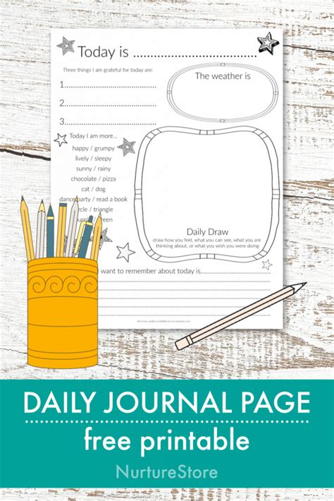 simple daily journal page printable  children nurturestore