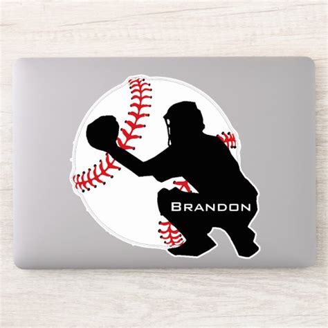 baseball catcher design contour sticker zazzlecom