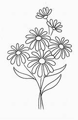 Daisy Flower Drawing Flowers Coloring Pages Embroidery Pattern Kids sketch template