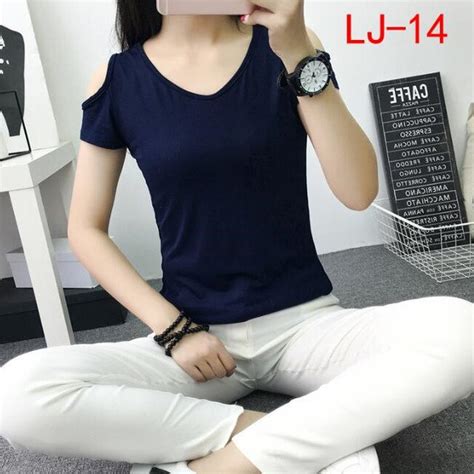200p 2017 Womanandgirl Show Thin Slim Fit T Shirt V Neck Cotton Cute